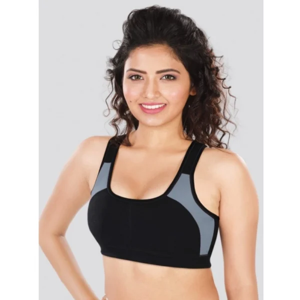 Dermawear SB-1101 Women's 4D Stretch Sports Bra (Black-Grey) - Image 4