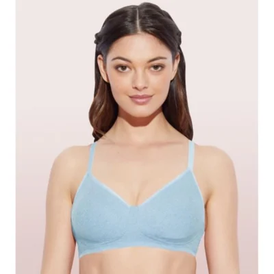 Enamor A042 Women's Cotton Everyday Non Padded And Wirefree Bra (Chambray-Melange)