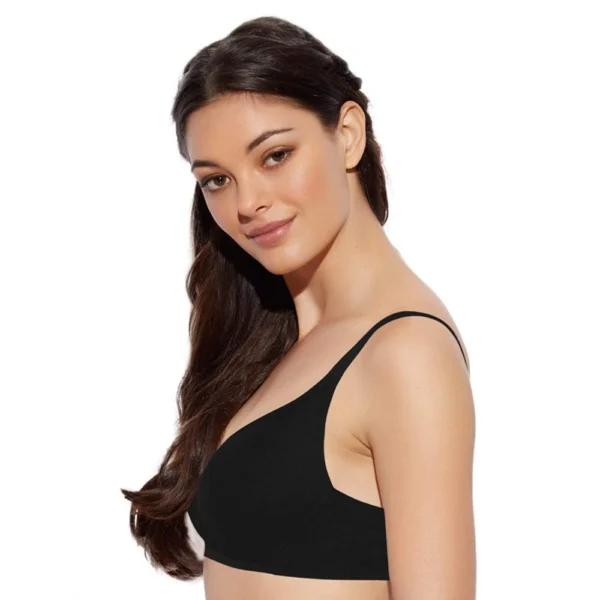 Enamor A039 Women's Cotton Non-Wired & Medium Coverage T-Shirt Bra (Black) - Image 2