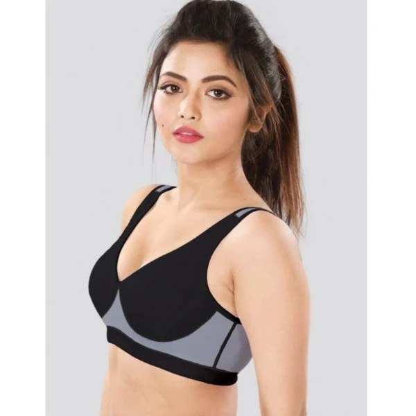Dermawear SB-1102 Women's 4D Stretch Sports Bra (Black-Grey) - Image 4