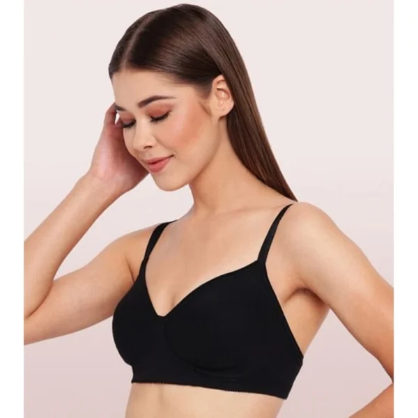 Enamor A042 Women's Cotton Everyday Non Padded And Wirefree Bra (Black) - Image 5