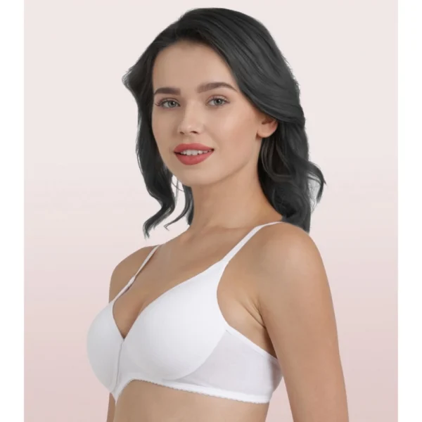 Enamor A039 Women's Cotton Non-Wired & Medium Coverage T-Shirt Bra (White) - Image 2