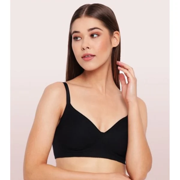 Enamor A042 Women's Cotton Everyday Non Padded And Wirefree Bra (Black) - Image 3