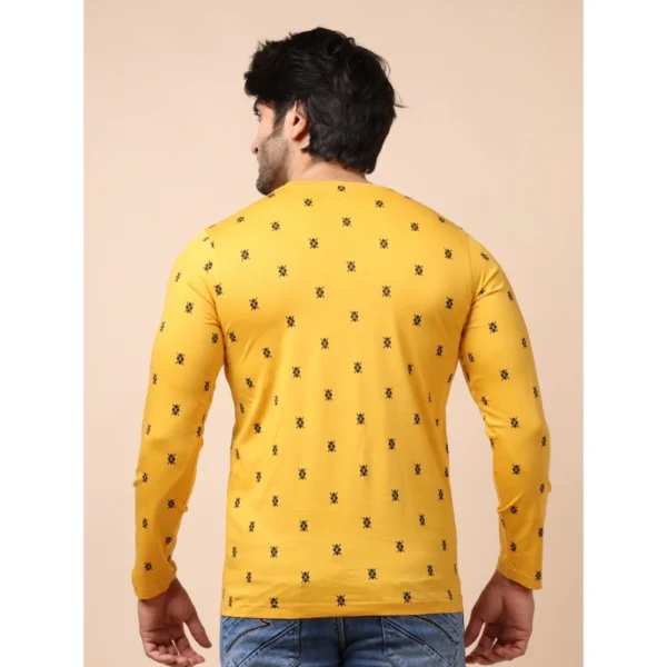 Men's Casual Cotton Printed Round Neck Full Sleeve T-Shirt (Mustard) - Image 2