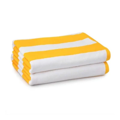 Cotton Solid Bath Towels (Yellow & White, Size: 36x71 In)