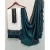 Women's Silk With Mirror Lace Solid Saree With Unstitched Blouse (Rama, 5-5 Mtrs) - Image 2