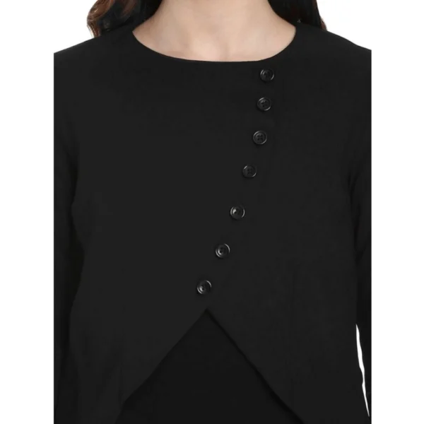 Women's Polyester Diagonal Cut Long Sleeves Blazer (Black) - Image 2