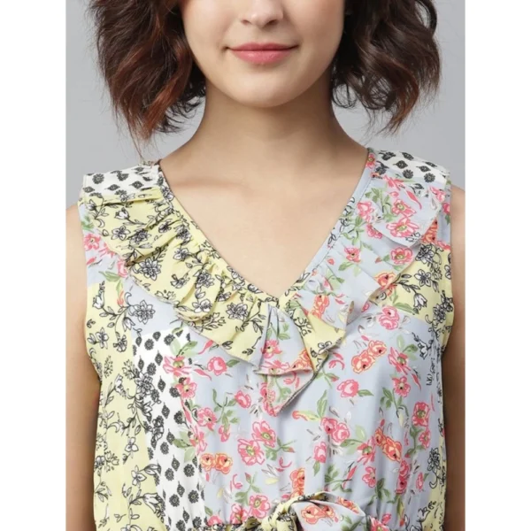 Women's Polyester Peplum Sleeveless Above Knee Dress (Multicolor) - Image 2