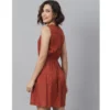 Women's Rayon Polka Sleeveless Above Knee Dress (Rust) - Image 6