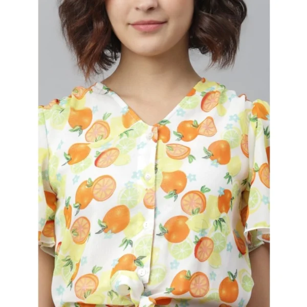 Women's Polyester Printed Flutter Above Knee Dress (Orange - Yellow) - Image 2
