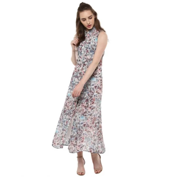 Women's Polyester Chiffon Printed Sleeveless Dress (Multicolor) - Image 6