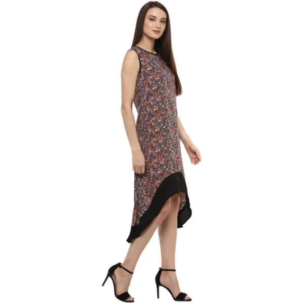 Women's Polyester Printed Sleeveless Knee-Length Dress (Multicolor) - Image 4