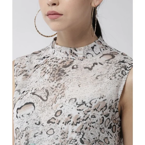 Women's Polyester Printed Sleeveless Above Knee Dress (Multicolor) - Image 2