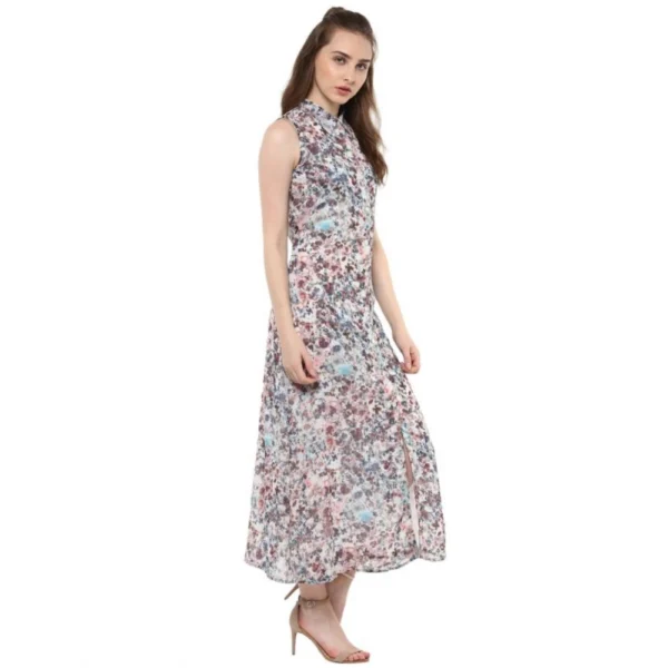 Women's Polyester Chiffon Printed Sleeveless Dress (Multicolor) - Image 4