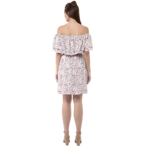 Women's Rayon Floral Half Sleeve Above Knee Dress (Multicolor) - Image 7