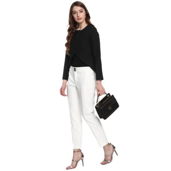 Women's Polyester Diagonal Cut Long Sleeves Blazer (Black) - Image 6
