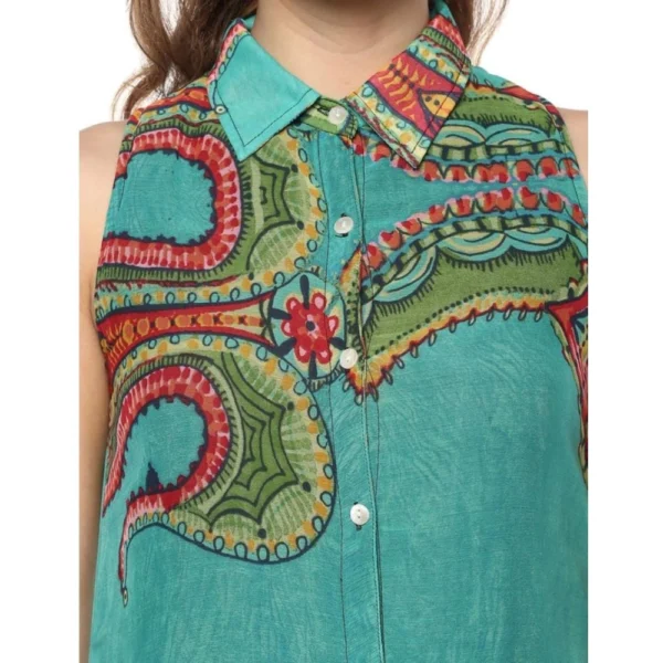 Women's Polyester Floral Sleeveless Below Knee Dress (Multicolor) - Image 2