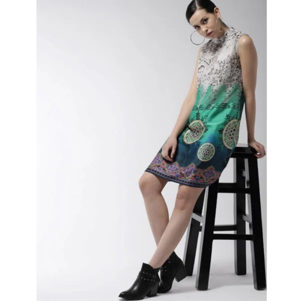 Women's Polyester Printed Sleeveless Above Knee Dress (Multicolor) - Image 5