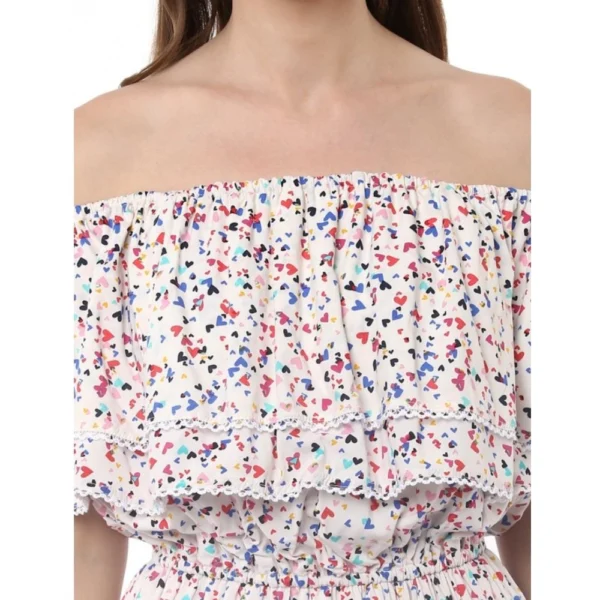 Women's Rayon Floral Half Sleeve Above Knee Dress (Multicolor) - Image 2