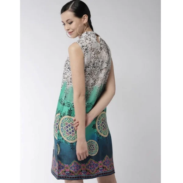 Women's Polyester Printed Sleeveless Above Knee Dress (Multicolor) - Image 6