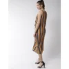 Women's Polyester Striped Sleeveless Below Knee Dress (Mustard) - Image 6