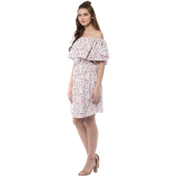 Women's Rayon Floral Half Sleeve Above Knee Dress (Multicolor) - Image 3