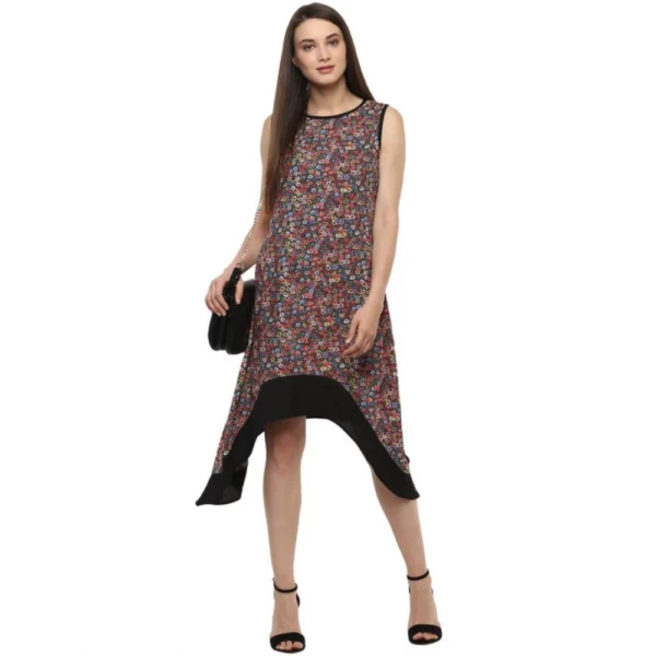 Women's Polyester Printed Sleeveless Knee-Length Dress (Multicolor) - Image 6