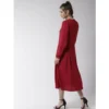 Women's Polyester Pintuck Long Sleeves Below Knee Dress (Red) - Image 6