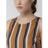 Women's Polyester Striped Sleeveless Below Knee Dress (Mustard) - Image 2
