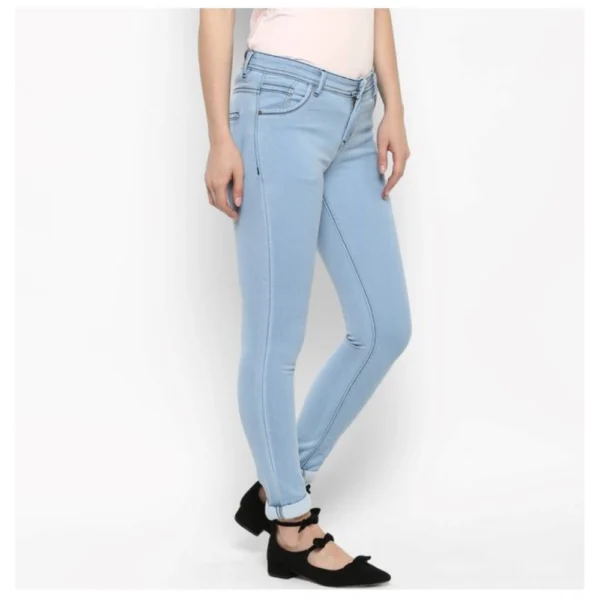 Women's Denim Distressed Buttoned Jeans (Blue) - Image 5