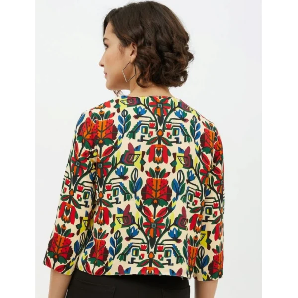Women's Polyester Floral 3-4th Sleeves Shrug (Multicolor) - Image 7