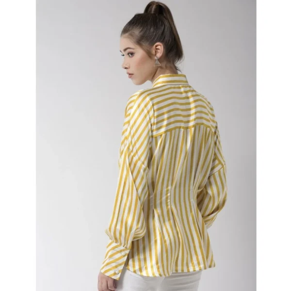 Women's Polyester Striped Long Sleeves Top (Yellow) - Image 6