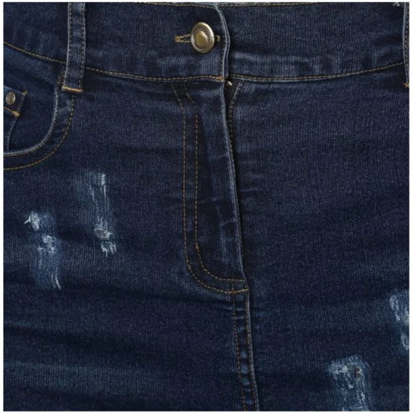 Women's Denim Distressed Buttoned Skirt (Blue) - Image 2