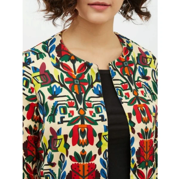 Women's Polyester Floral 3-4th Sleeves Shrug (Multicolor) - Image 2