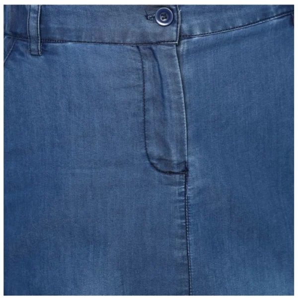 Women's Denim Washed Buttoned Skirt (Blue) - Image 2