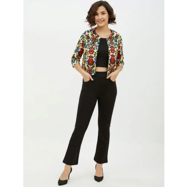 Women's Polyester Floral 3-4th Sleeves Shrug (Multicolor) - Image 6