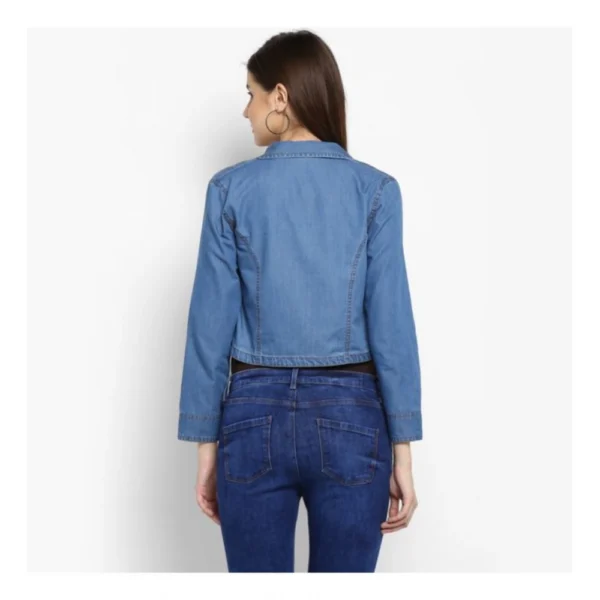 Women's Denim Smocking 3-4th Sleeves Shrug (Blue) - Image 7