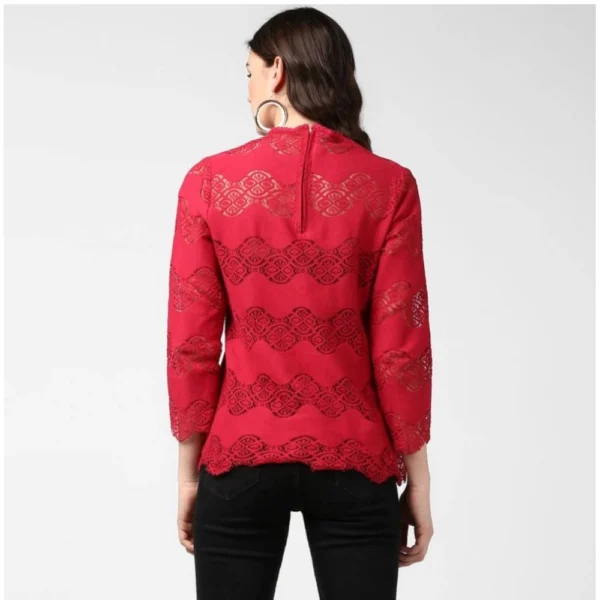 Women's Cotton Self Design Long Sleeves Top (Maroon) - Image 7