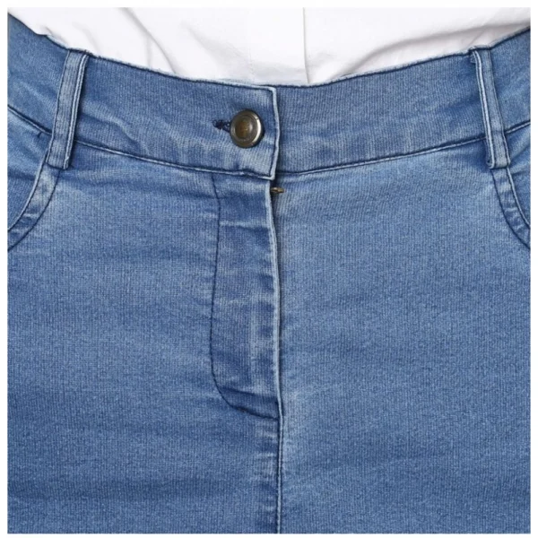 Women's Denim Washed Buttoned Skirt (Blue) - Image 2