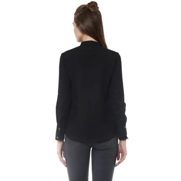 Women's Polyester Ruffled Long Sleeves Top (Black) - Image 7
