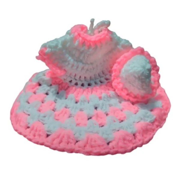 Laddu Gopal Tharad Dress Size: 0 To 6 (White-Baby Pink) - Image 2