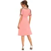 Women's Knitting stretchable Solid Round Neck Sleeveless Dress (Peach) - Image 5