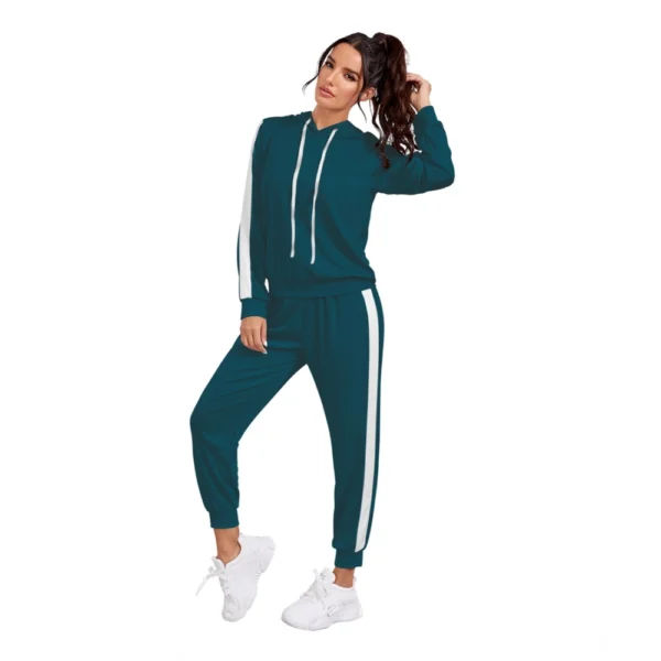 Women's Knitting stretchable Solid Hooded Neck Full Sleeve Track Suit (Morpich) - Image 2