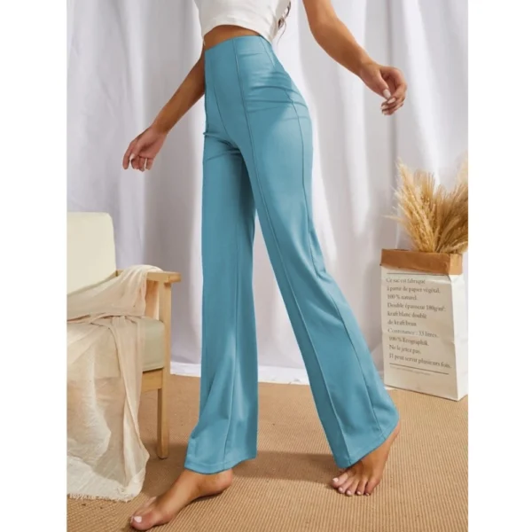 Women's Polyester Solid Regular Fit Pant (Pista) - Image 2