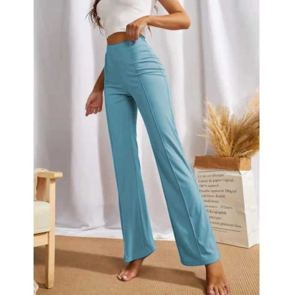 Women's Polyester Solid Regular Fit Pant (Pista) - Image 4