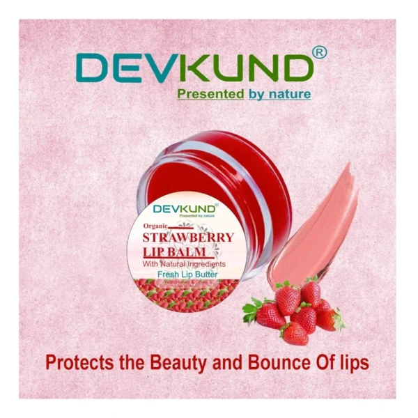 Unisex Herbal Dark And Chapped Lips Strawberry Lip Balm (10gm) - Image 2