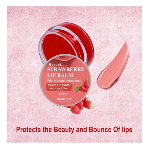 Unisex Herbal Dark And Chapped Lips Strawberry Lip Balm (10gm) - Image 3