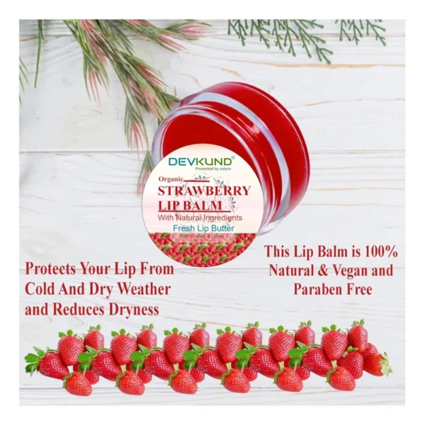 Unisex Herbal Dark And Chapped Lips Strawberry Lip Balm (10gm) - Image 3