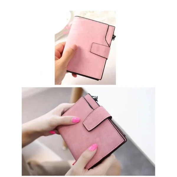 Women's Vegan Leather Small Zipper Wallet (RoseGlod) - Image 2