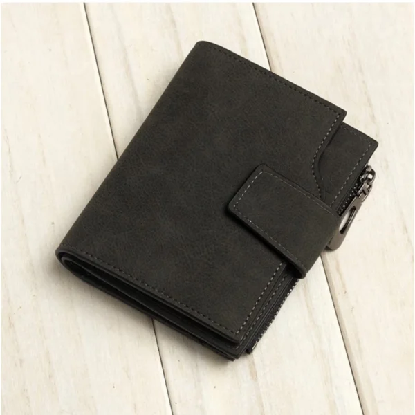 Women's Vegan Leather Small Zipper Wallet (Black) - Image 3